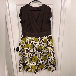 Avenue Brown and Yellow Floral Midi Dress